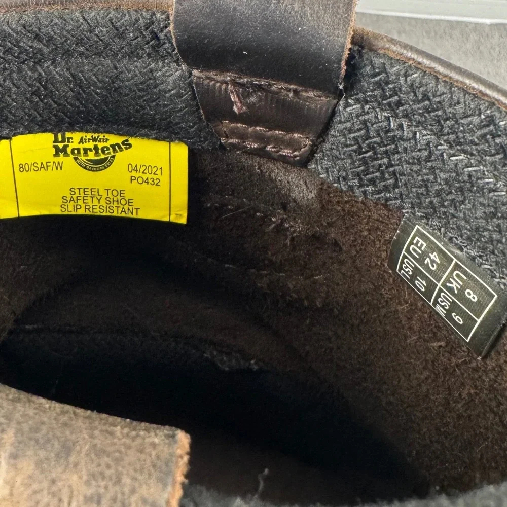 Dr. Martens Industrial Mens Steel Toe Brown Leather Work Boots 80/SAF/W Size 9